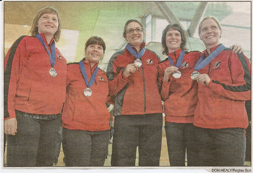 2011 World Silver Medal Winners R-L - Jolene Campbell, Fifth, Heather Kalenchuk, Tammy Schneider, Kim Schneider, Amber Holland